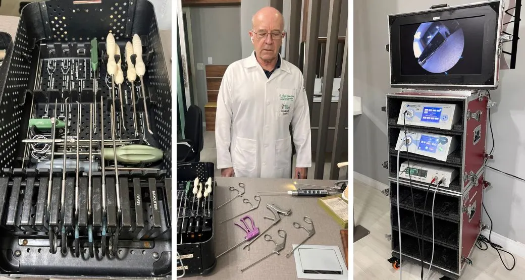 Ortopedista avalia material cirúrgico antes de ser utilizado na Artroscopia de Ombro