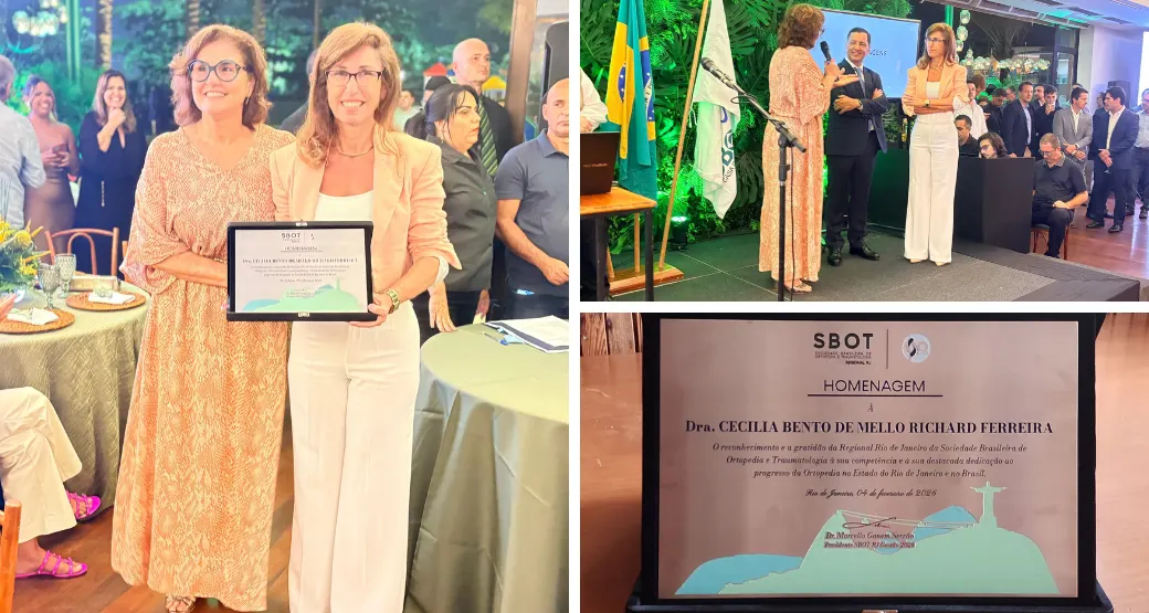Ortopedista da Orto Center homenageada na posse da nova diretoria da SBOT-RJ